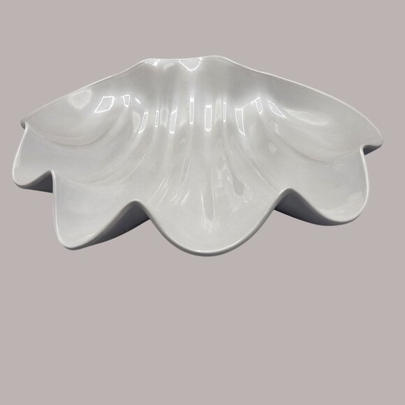 Clam Shell Shaped Serving Bowl with 6 Individual Bowls Melamine Pearl White - Picture 5 of 16